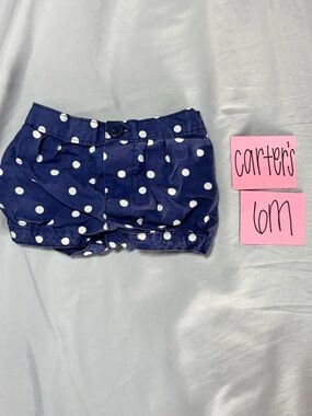 NWOT Carter's Navy Blue and White Polka Dot Baby Shorts, 6M